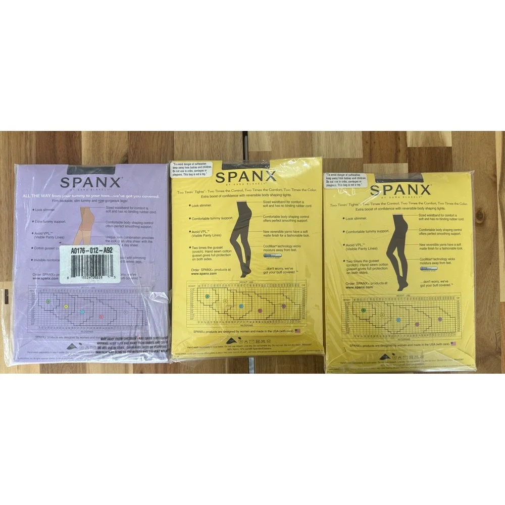 Spanx Bundle 3pk Size D All The Way Hose Black‎ Two-Timin Reversible Tights NEW